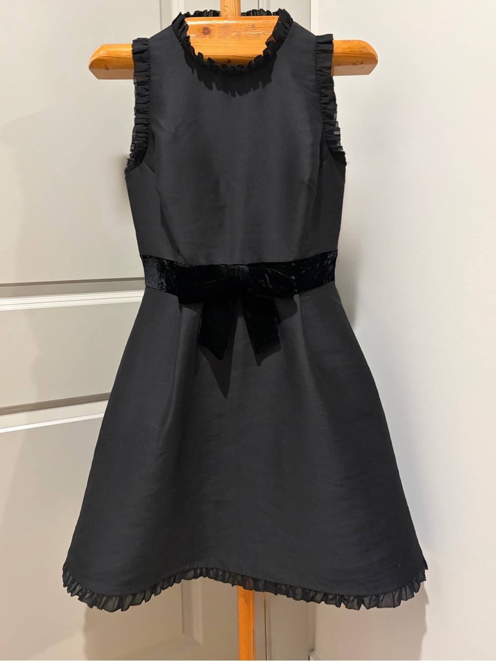 Kate Spade Black Velvet-Bow Party Fit & Flare Dress Size 4